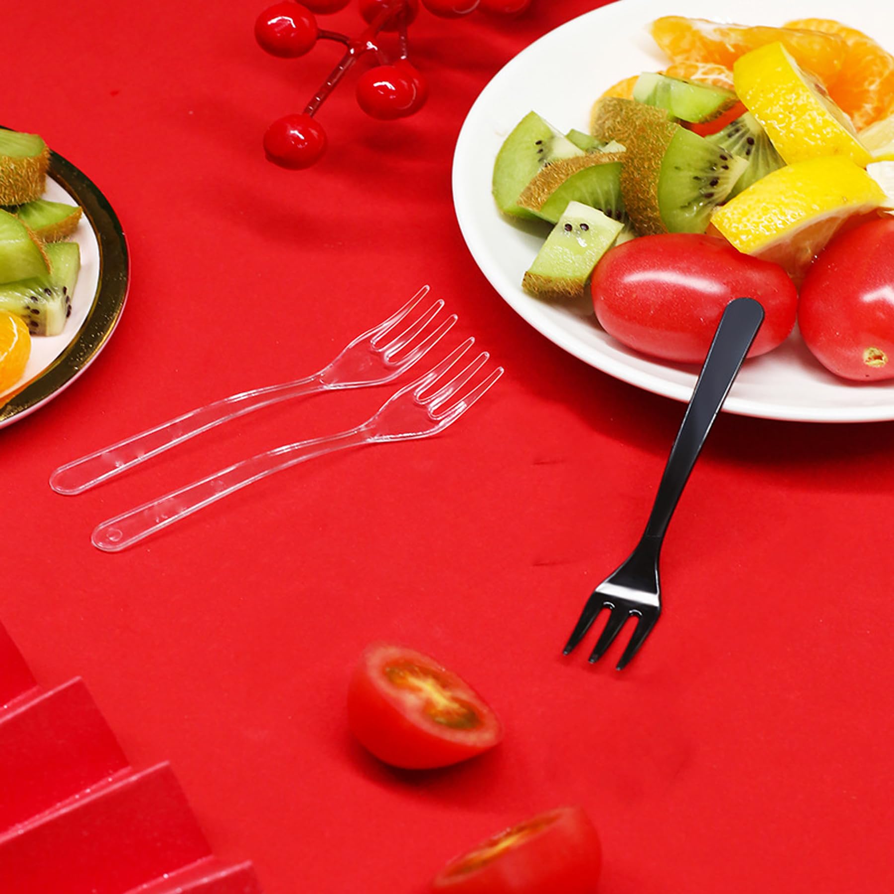 100 PCS Plastic Mini Forks, Small Disposable Appetizer Cocktail Tasting Forks, Suitable for Fruit Dessert Cakes (Black)