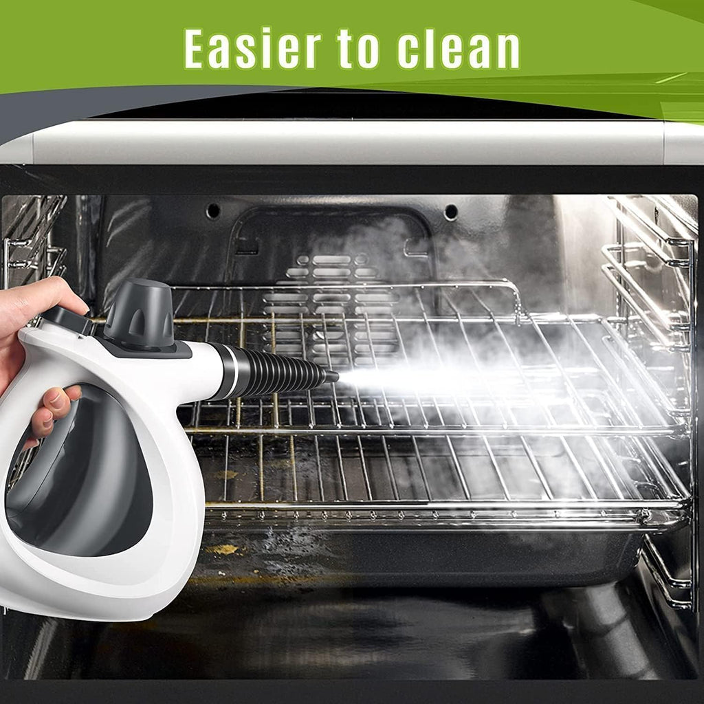 Skiennix Pressurized Handheld Steam Cleaner - Multi-Surface Cleaning with 12 Accessories | Grey