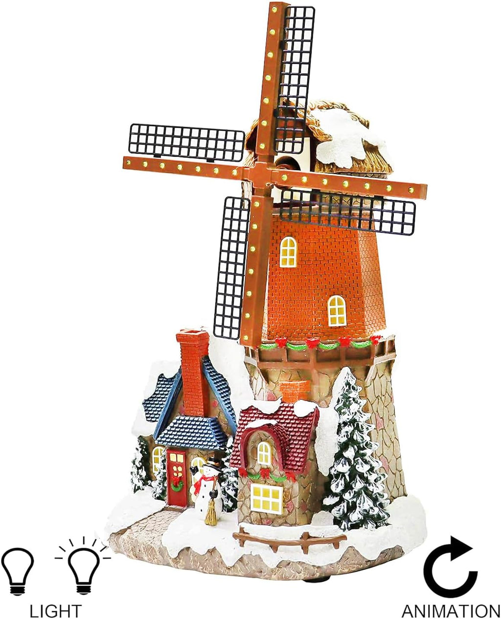 Moments In Time Lighted Windmill Christmas Village Building - Handcrafted LED Holiday Decoration 12.2”