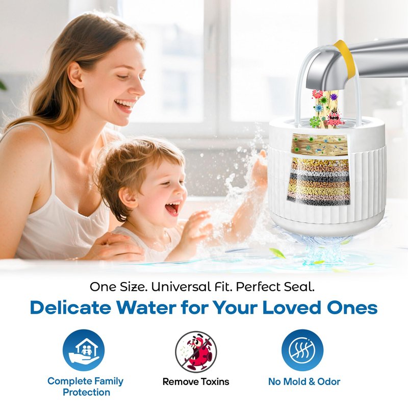 17-STAGE Bath Filter for Tub with Premium Design & Leak-Proof, 7000-Gallon Long-Life Cartridge with Vitamins C & E + Essential Minerals Removes Chlorine and Softens Hair, Skin & Nails | Patent Pending
