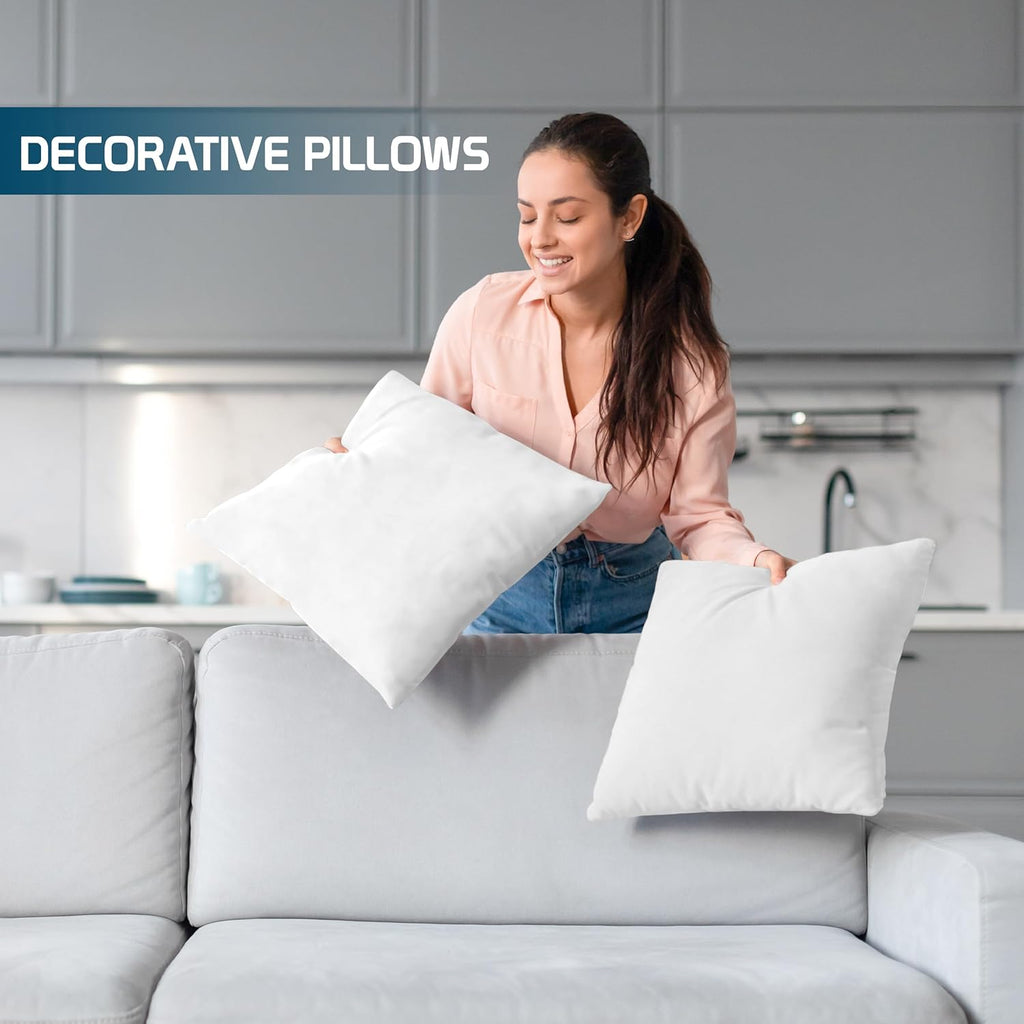 Utopia Bedding Throw Pillows - Fluffy Down Alternative Set of 4 | 24 x 24 Inches, White for Indoor & Outdoor Use