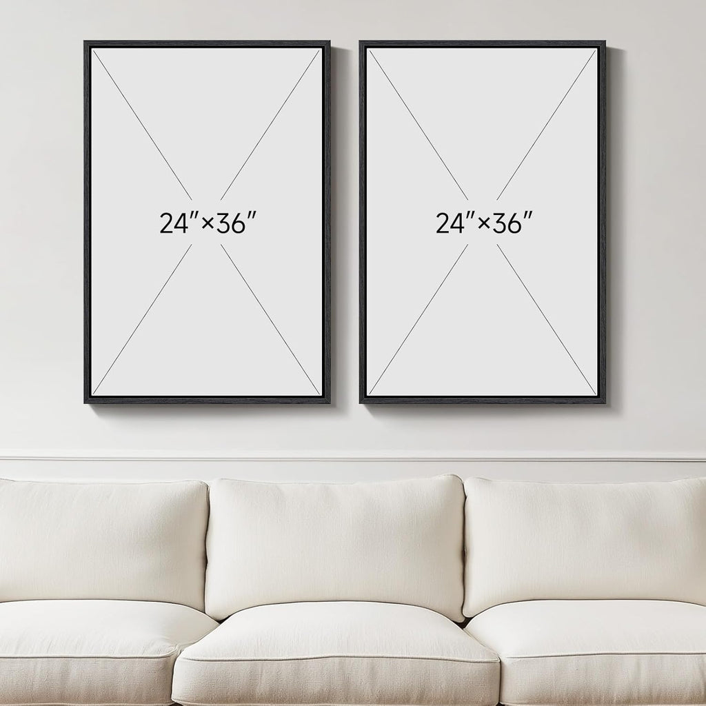 Neutral Abstract Wall Art Set by [Brand Name] - Large Black & Beige Canvas Prints for Living Room | 24x36 In