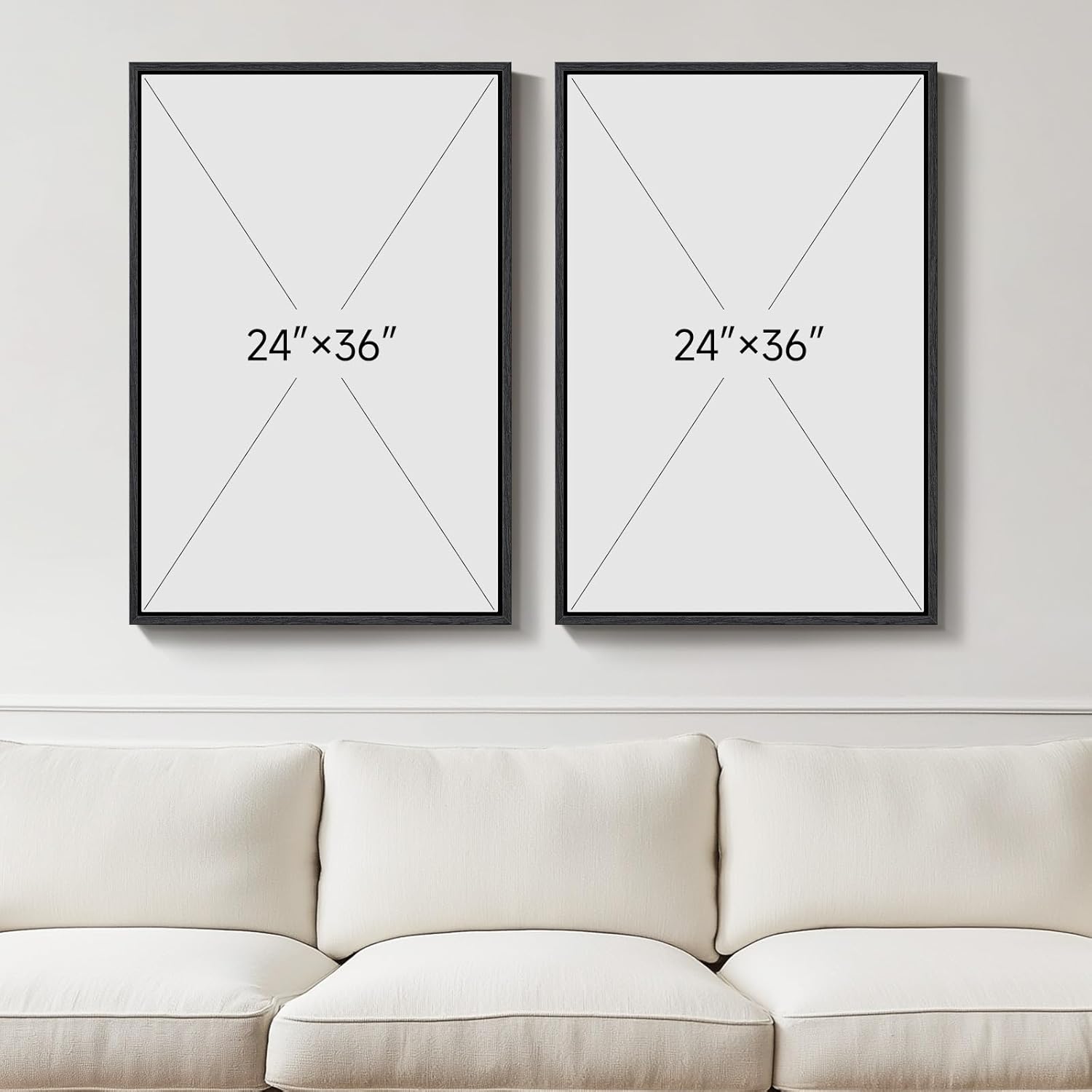 Neutral Abstract Wall Art Set by [Brand Name] - Large Black & Beige Canvas Prints for Living Room | 24x36 In