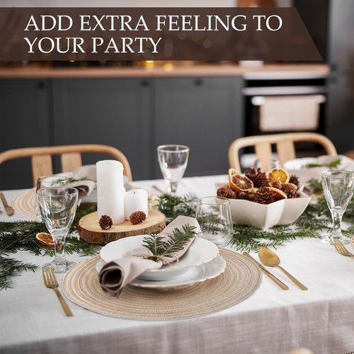 Buryeah 96 Pieces 13 Inch Christmas Round Placemats Circle Woven Place Mats Boho Decor Dining Table Mats Table Scape Hosting Friends for Wedding Birthday Dinner Parties (Beige)