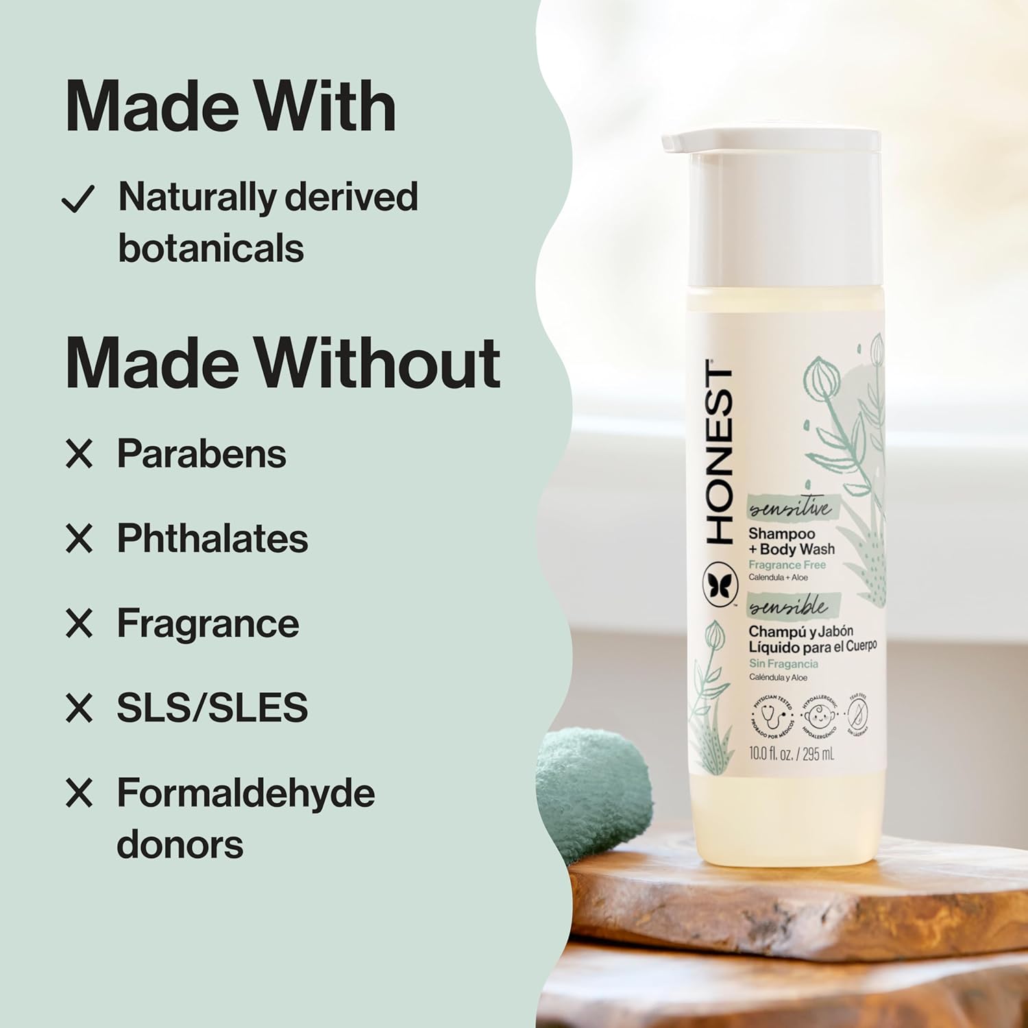 The Honest Company 2-in-1 Baby Shampoo & Body Wash - Fragrance-Free, Tear-Free, 10 fl oz