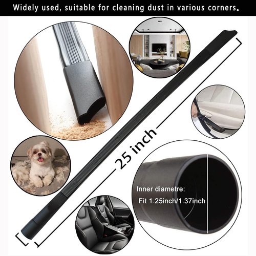 12PCS Universal Vacuum Attachment Kit Wet Dry Plastic Vacuum Hose Adapter 1-1/4" Vacuum Cleaners Accessories with Horse Hair Brush Extension Wand Flexible Crevice Tool Adapter for Shop Vac Accessories