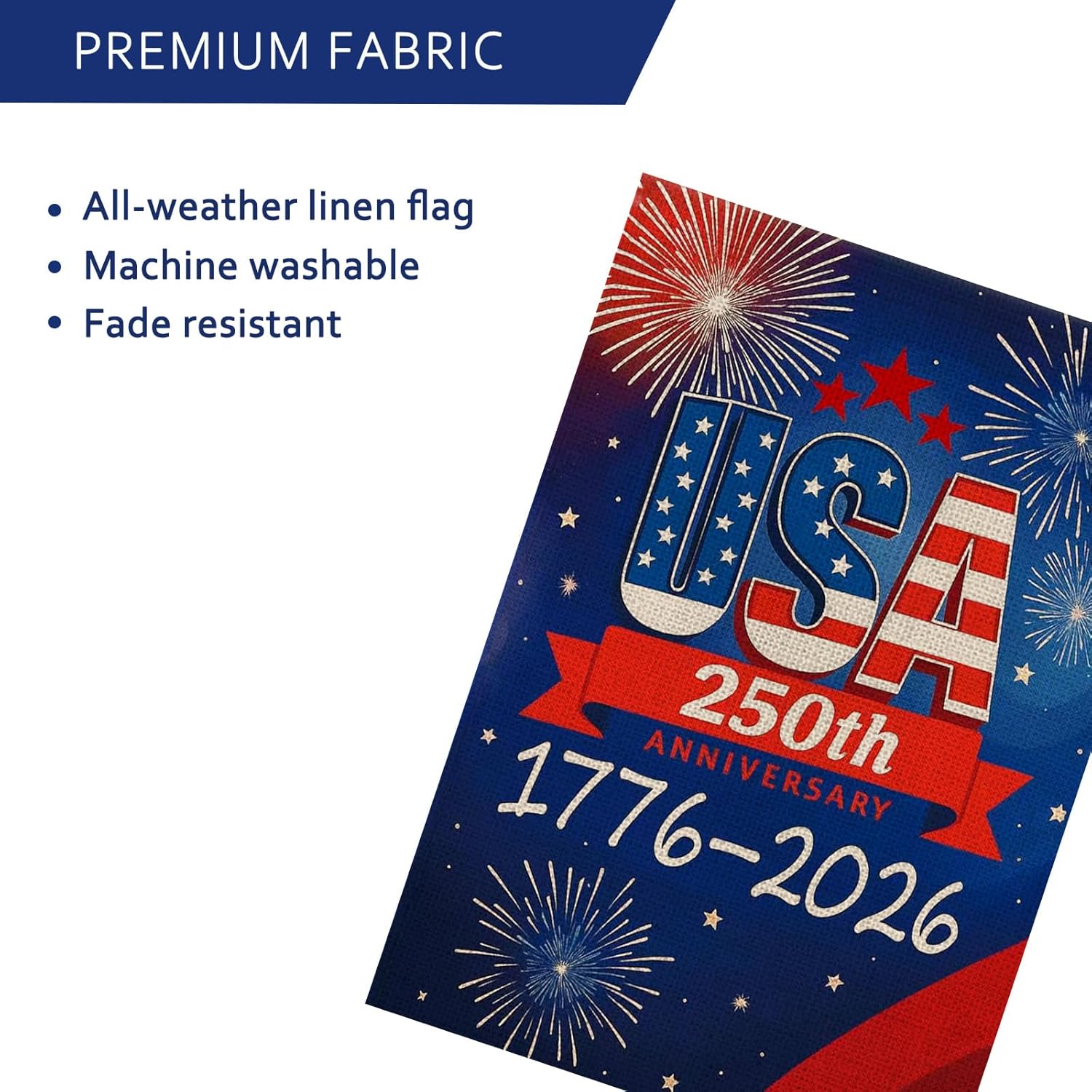 250th Anniversary USA Garden Flag - Double-Sided Waterproof Design | Patriotic 4th of July Decor 12x18 Inch