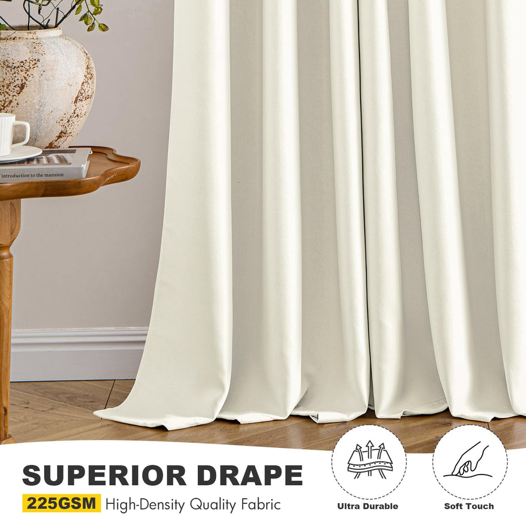 MIULEE Cream Blackout Curtains - Thermal Insulated Room Darkening Drapes | 63-Inch Grommet Panels