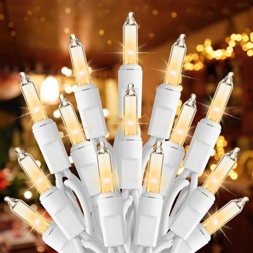 Brightown Christmas Lights - 100-Count Clear Mini String Lights | 20ft Indoor Holiday Decor, White Wire