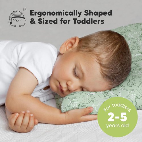 DinoDood Toddler Pillow - Soft & Breathable Organic Cotton Travel Pillowcase | 13x18 for Ages 2-5