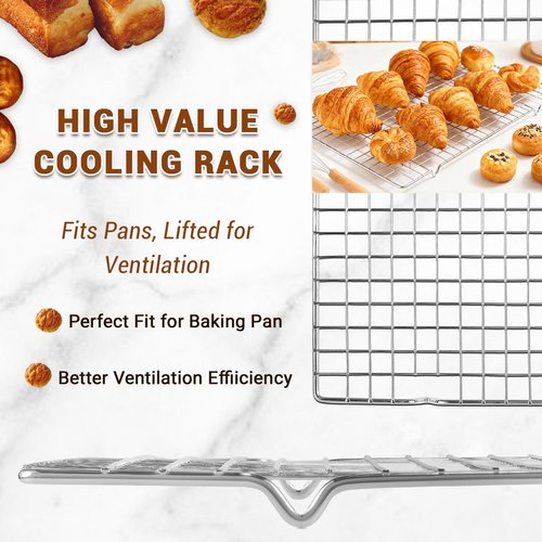 BEWOS Baking Sheet Pans With Racks Set - Including 17.6 × 12 × 1.26 Inch Carbon Steel Baking Sheet, Set of 106 (3 Sheets + 3 Cooling Racks + 100 Parchment Paper), Nonstick Bakeware sets for Baking