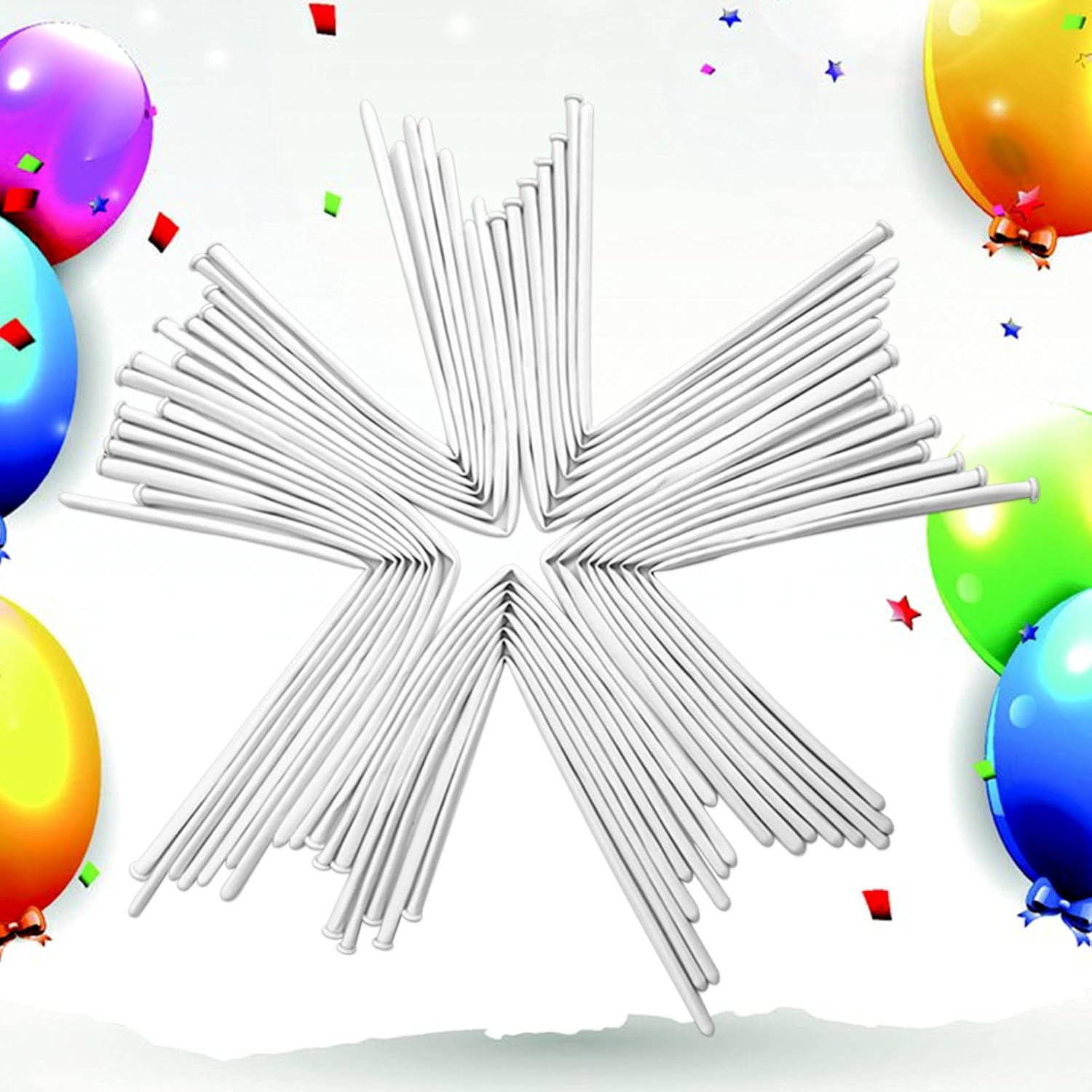 Skiennix 260 White Long Balloons - Thick Latex Twisting Balloons for Animal Modeling | 100 Pcs