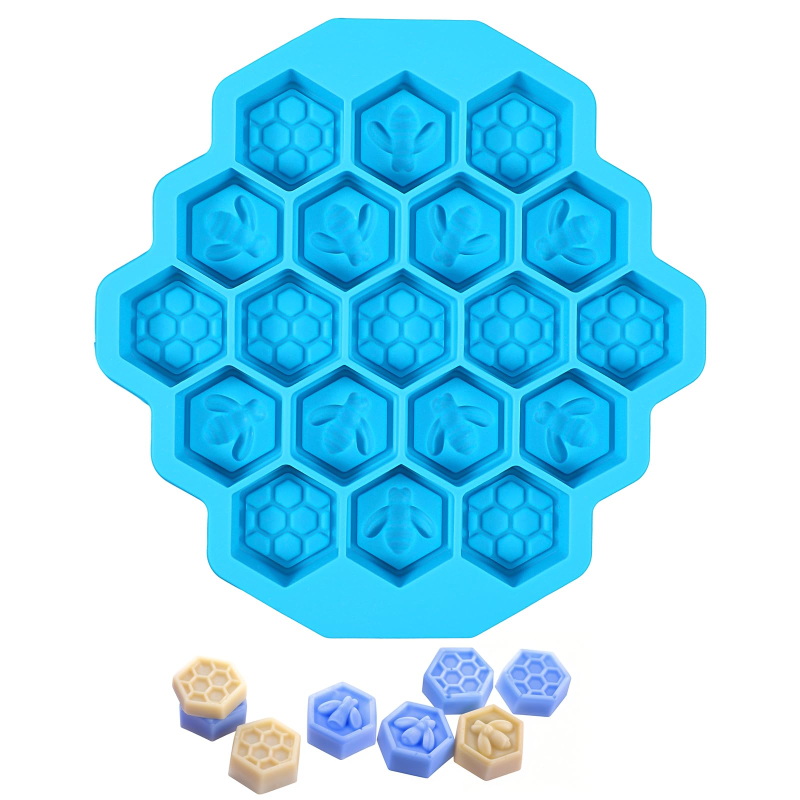 Versatile Honey Comb Silicone Mold, 19 Cavity Bee Silicone Mold for Baking, Reusable Non-Stick Gummy Molds for Candy, Chocolate, Jelly, Ice Cube