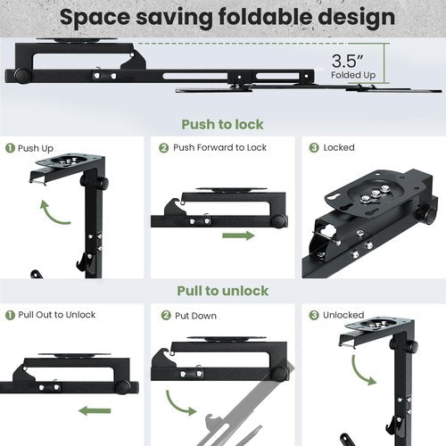 Ceiling TV-Mount Flip Down Folding - 23-55'' Manual Drop Down TV Mount, Fits Flat and Pitched Roof, Height Adjustable, Swivel, Max Load 44 lbs, Max VESA 400x400 mm, Black