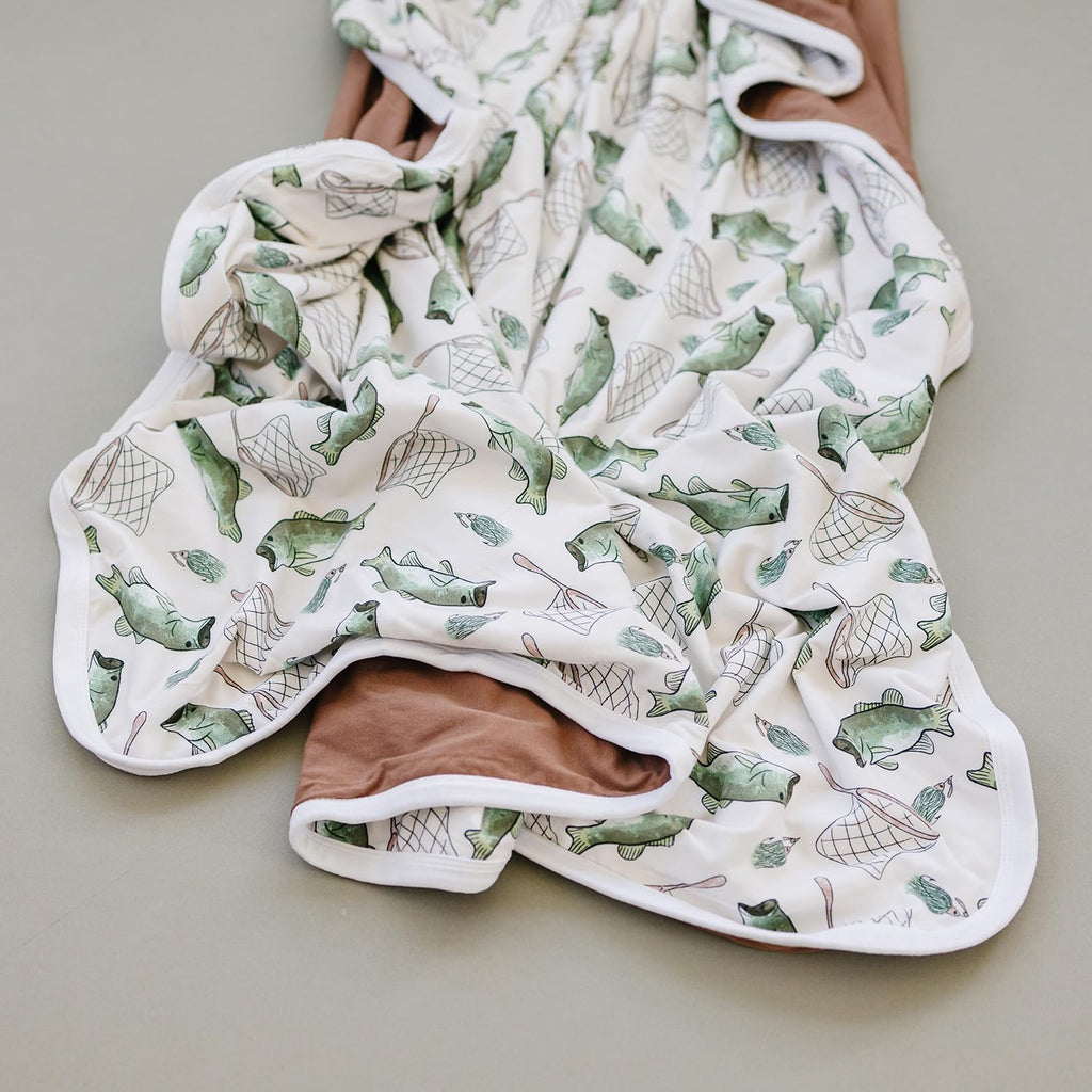 Pobibaby Premium Baby Blanket, Soft Stretchy Quilt for Babies, Toddlers, Kids (Gone Fishing)