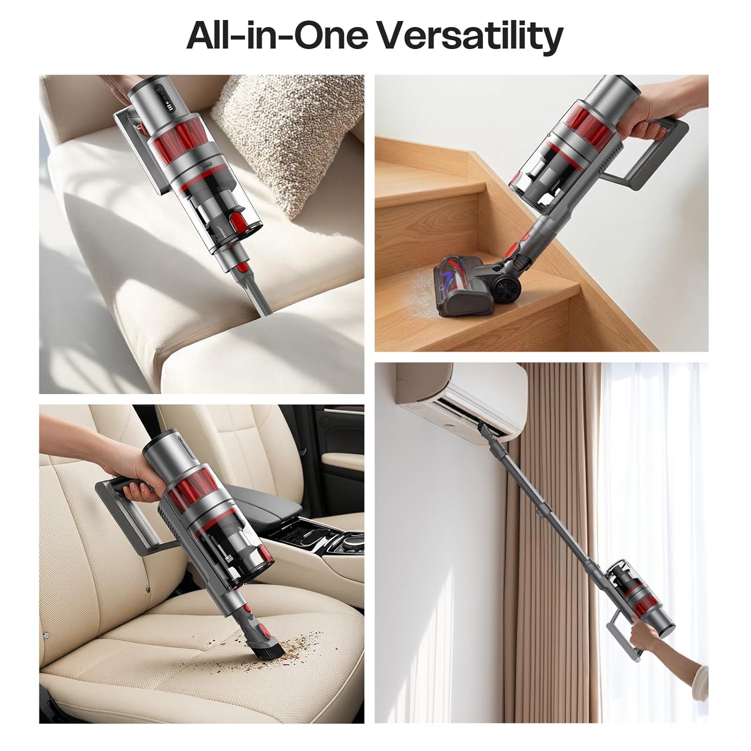Skiennix Cordless Vacuum Cleaner - Powerful 600W Suction | Lightweight & Rechargeable Design, Grey
