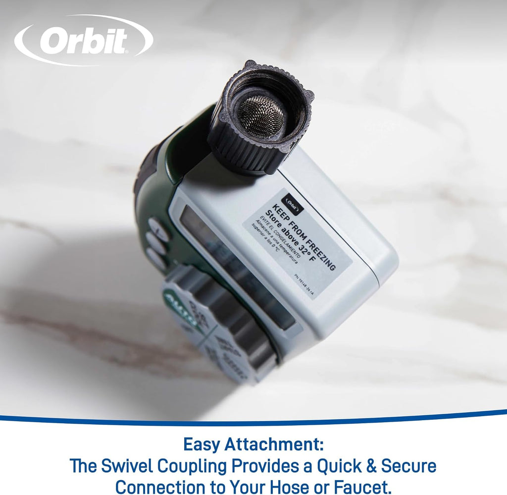 Orbit Programmable Digital Hose Watering Timer - Battery Powered with LCD Screen & Rain Delay | 1 Outlet