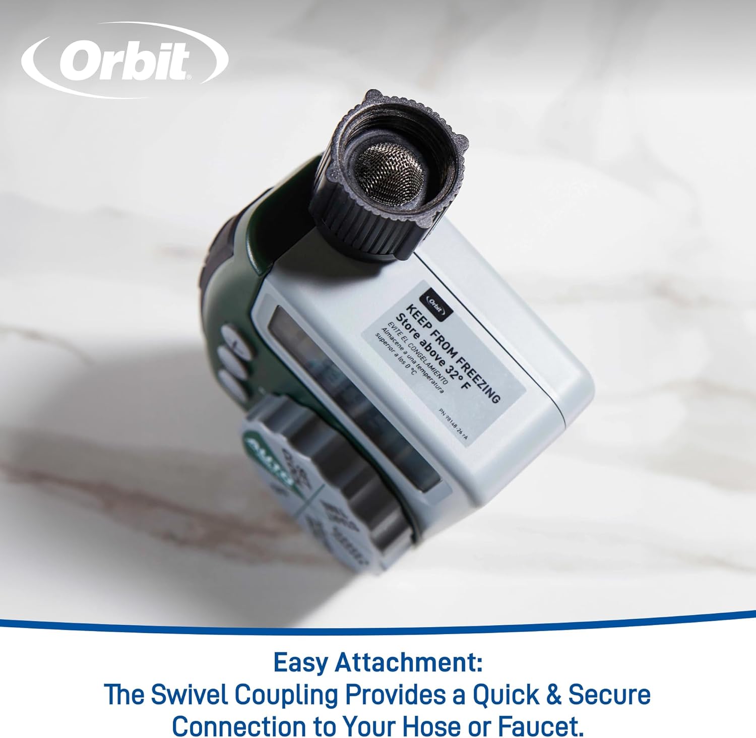 Orbit Programmable Digital Hose Watering Timer - Battery Powered with LCD Screen & Rain Delay | 1 Outlet