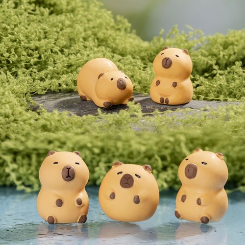 Faunamancy 54 Pcs Mini Capybara Resin Figurines,Miniature Animal Figures,Capybara Cake Topper and Party Decorations,Garden Landscape Accessories,Capybara Gifts (Mini Capybara 54Pcs)
