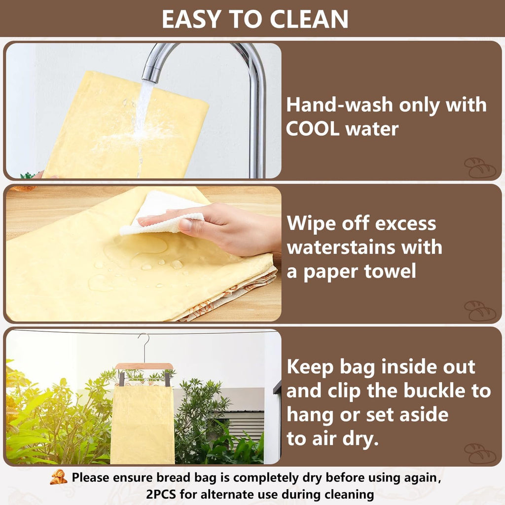 Skiennix Reusable Beeswax Bread Bags - Eco-Friendly Food Storage for Sourdough | 2 Pack, Large Capacity