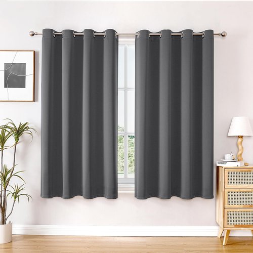 ChrisDowa Blackout Curtains - Thermal Insulated Room Darkening Grommet Panels, Grey 52 x 45 Inch, 2-Piece Set