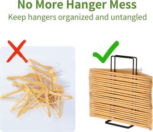 EASTTOWEST Hanger Organizer - Sturdy Black Carbon Steel Rack Holds 110 Wire Hangers | Ideal for Closet & Laundry Room
