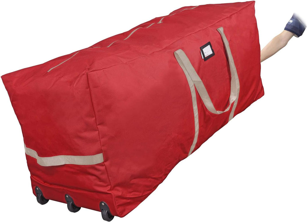 ProPik Christmas Tree Storage Bag - Extra Large Heavy Duty with Wheels | Fits Up to 9 ft Tree, 28"x16"x60", Red