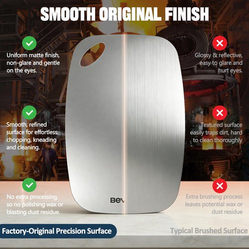Beviss Real 99.85% Pure Titanium Cutting Board 13.66" x 9"- BPA Free, Non-Porous & Durable Kitchen Chopping Board for Meat, Vegetables, Fruits