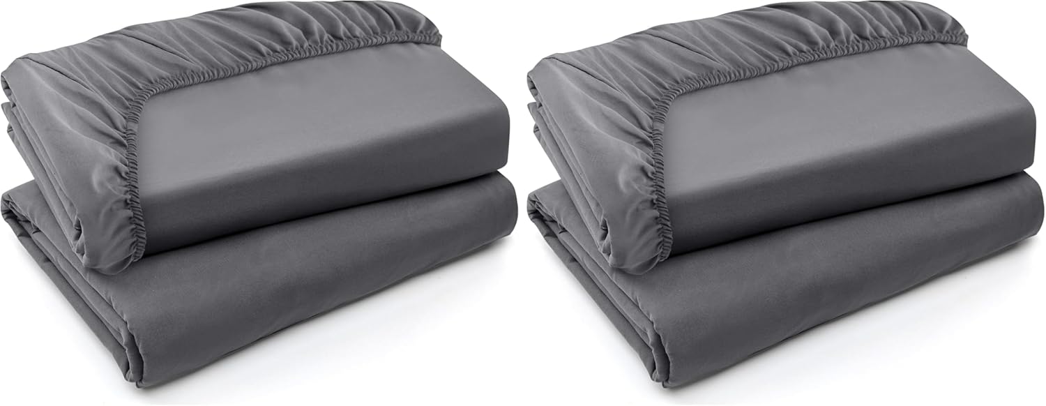 Utopia Bedding Twin Fitted Sheets - Soft Brushed Microfiber | Deep Pocket Bulk Pack of 4 - Grey