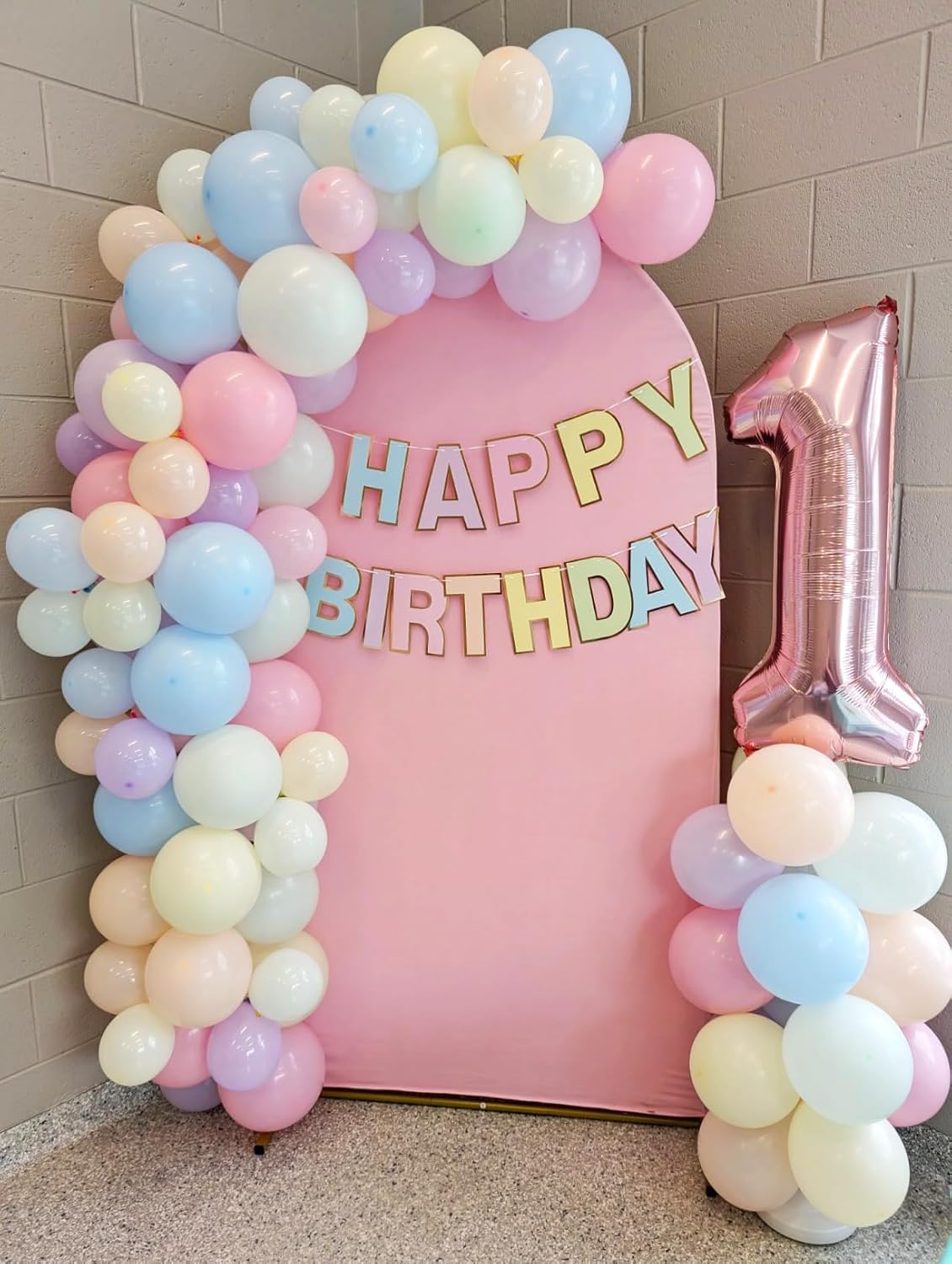 Skiennix 7.2 FT Pink Arch Backdrop Cover - Fitted Spandex for Weddings & Baby Showers