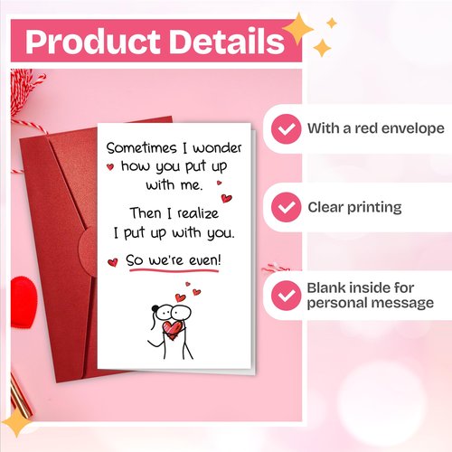 NewEleven Valentines Day Gifts For Couple - Funny Birthday, Anni Gift For Couple, Husband, Wife - Romantic Valentine Gift For Girlfriend, Boyfriend - Greeting Card