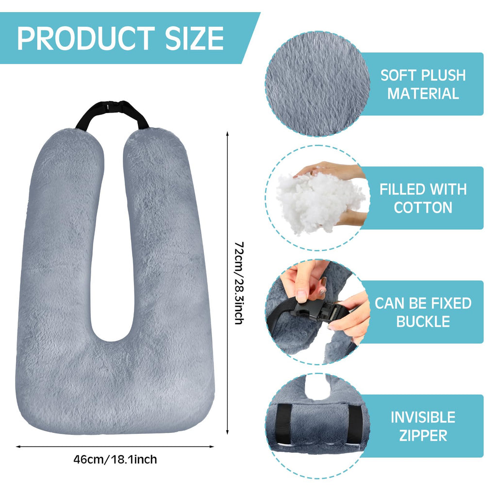 Barydat 2 Pcs Car Travel Pillow for the Back Seat 28 x 18 in Sleeping Reading Pillows for Long Distance Travel Car Cushion for Kids Adults Head and Body Support U Shaped Pad for Travel(Gray, Green)