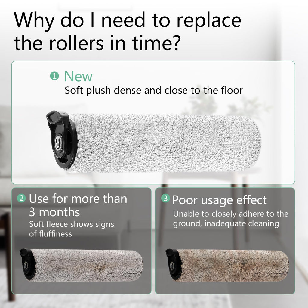 Klypticfit Roller Brush Replacement Kit Compatible with Tineco iFloor 2, iFloor 3,Floor One S3 Cordless Wet Dry Vacuum Cleaner,2 Pack Brush Roll Replacement Accessories
