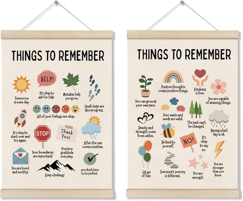 Doi-Lanee Mental Health Posters - Inspirational Affirmations Wall Decor | 16x12 Inch, Set of 2