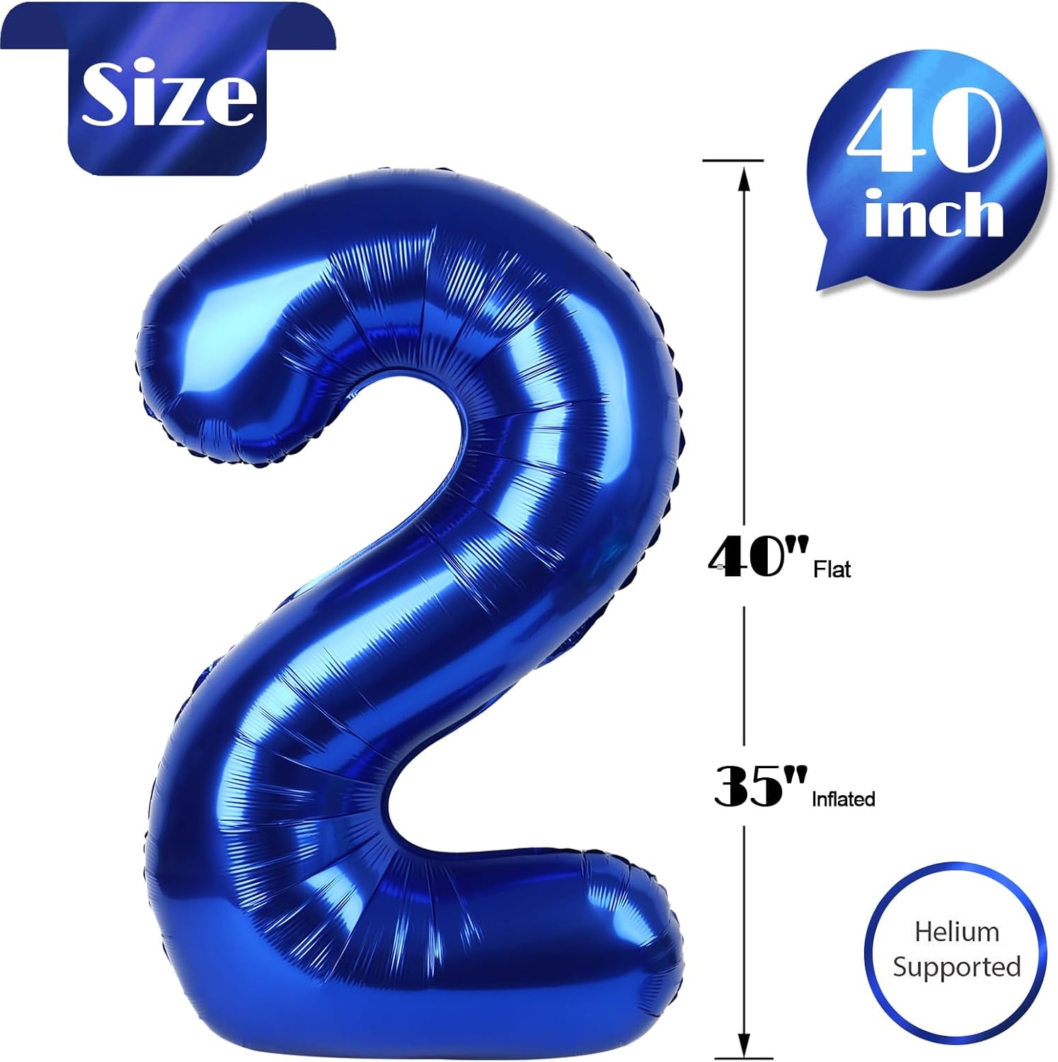 Number 2 Balloon - 40 Inch Night Blue Birthday Decoration | Perfect for Second Birthday Party Supplies