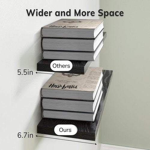 BAYKA Floating Wall Shelves - Set of 3 | Stylish Black Design - 15.7 Inches Each