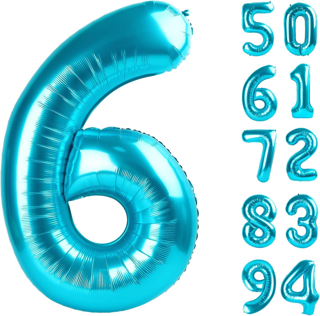 Skiennix 40-Inch Blue Number 6 Balloon - Perfect for Birthday Decorations & Party Supplies