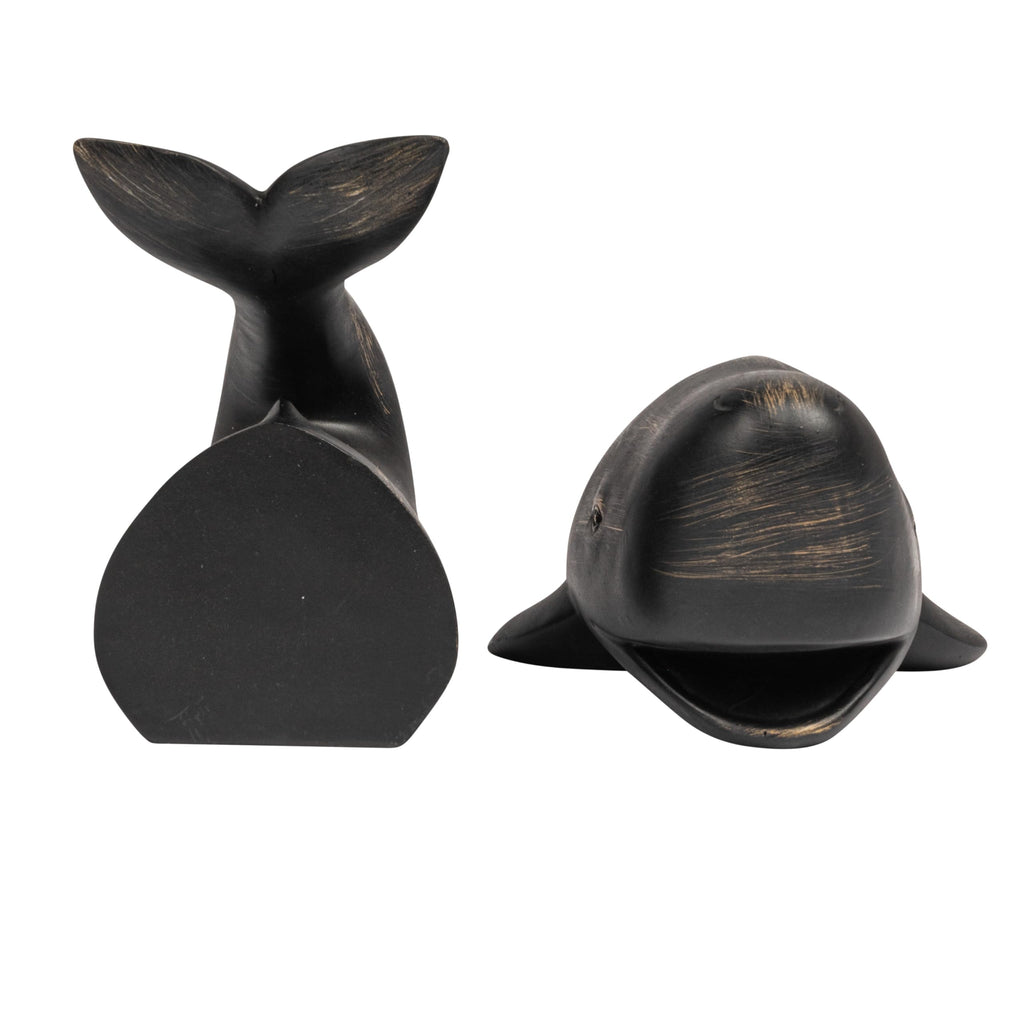 Creative Co-Op Whale Shaped Resin Bookends (Set of 2 Pieces)