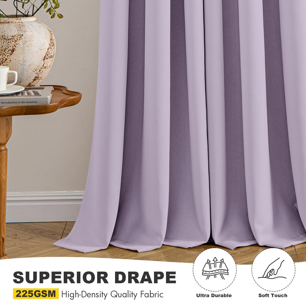 MIULEE Lilac Blackout Curtains - Thermal Insulated Room Darkening Drapes | 63 Inches Long, 2 Panels