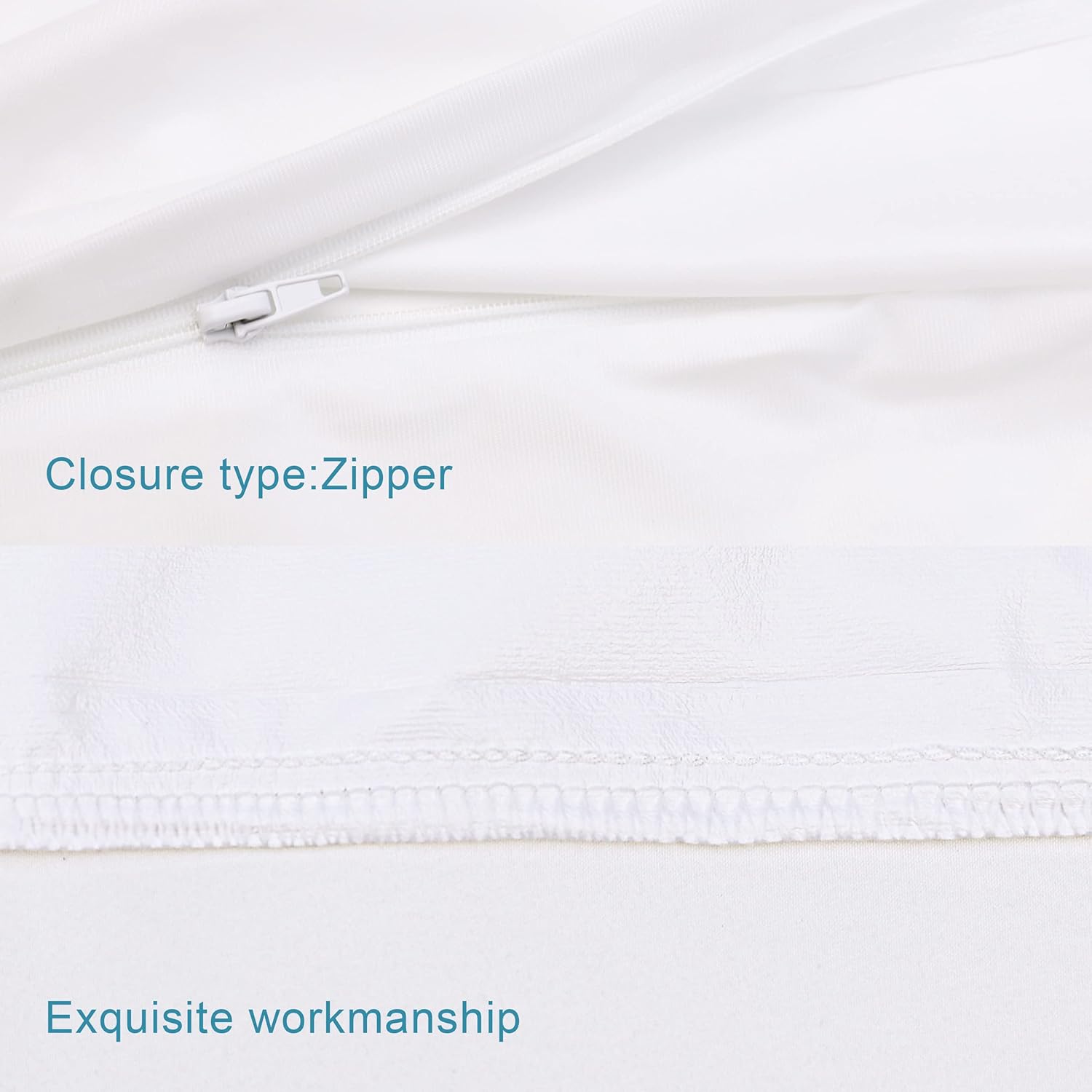 NTBAY Waterproof King Pillow Protectors - Super Soft Zippered Cases | 20x36 Inches Pure White, 4 Pack