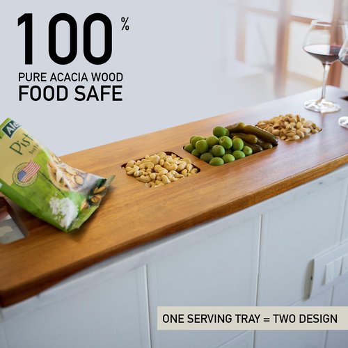 Babilonia Extra Large Charcuterie Board with Handles, 36 x 12 Inch Premium Acacia Wood Tray, Reversible Long Wooden Serving Platters for Meat, Cheese, and Party Appetizers