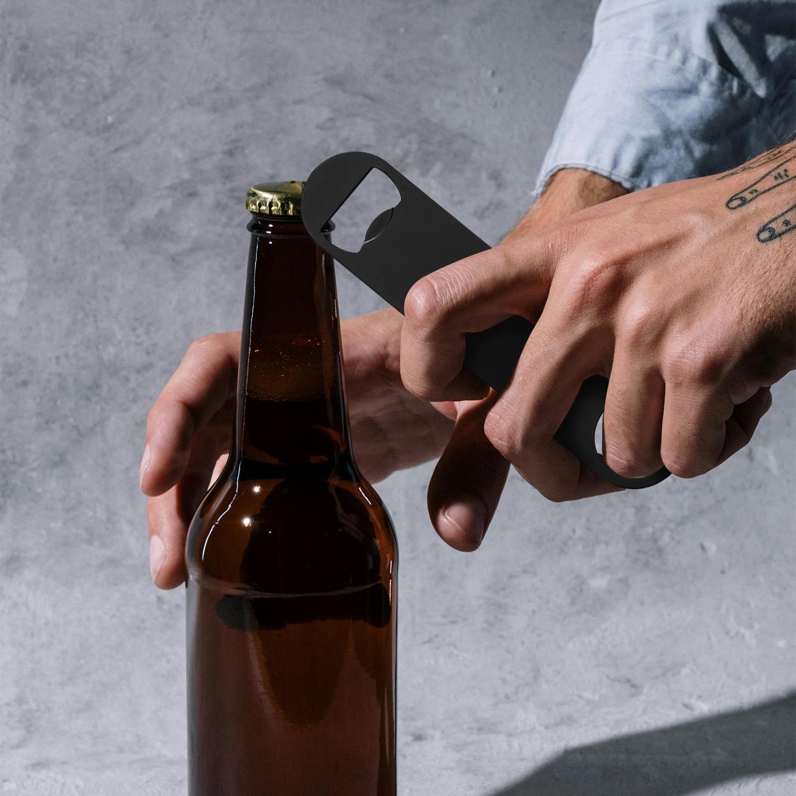 Yugada 50 Pack Flat Beer Bottle Opener 7 inch Stainless Steel Flat Bottle Opener Beer Bottle Openers for Bartender Kitchen Bar Restaurant (Black)