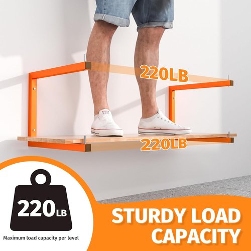 Lumber Storage Rack - 10-Tier Heavy-Duty Wall-Mounted Organizer | 2200 lb Capacity | Indoor/Outdoor Use