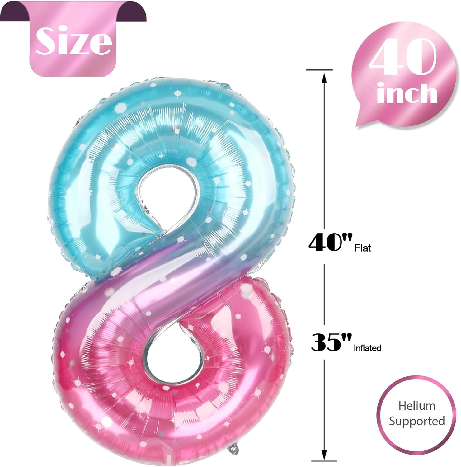 Starry Sky 40-Inch Number 8 Balloon - Giant 8th Birthday Party Decoration for Kids