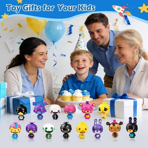 Freddy's 24-Piece Action Figure Set - Collectible Dolls for Birthday Gifts & Game Party Cake Toppers