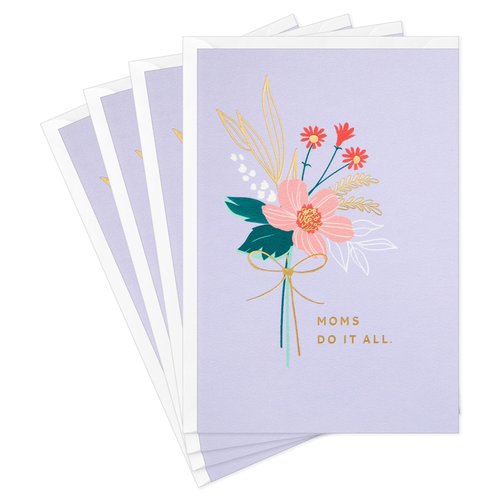 Hallmark Signature Mother's Day Cards, Pack of 4 (Moms Do It All) for Mom, Stepmom, Aunt, Sister, Grandma, Bonus Mom, Friend