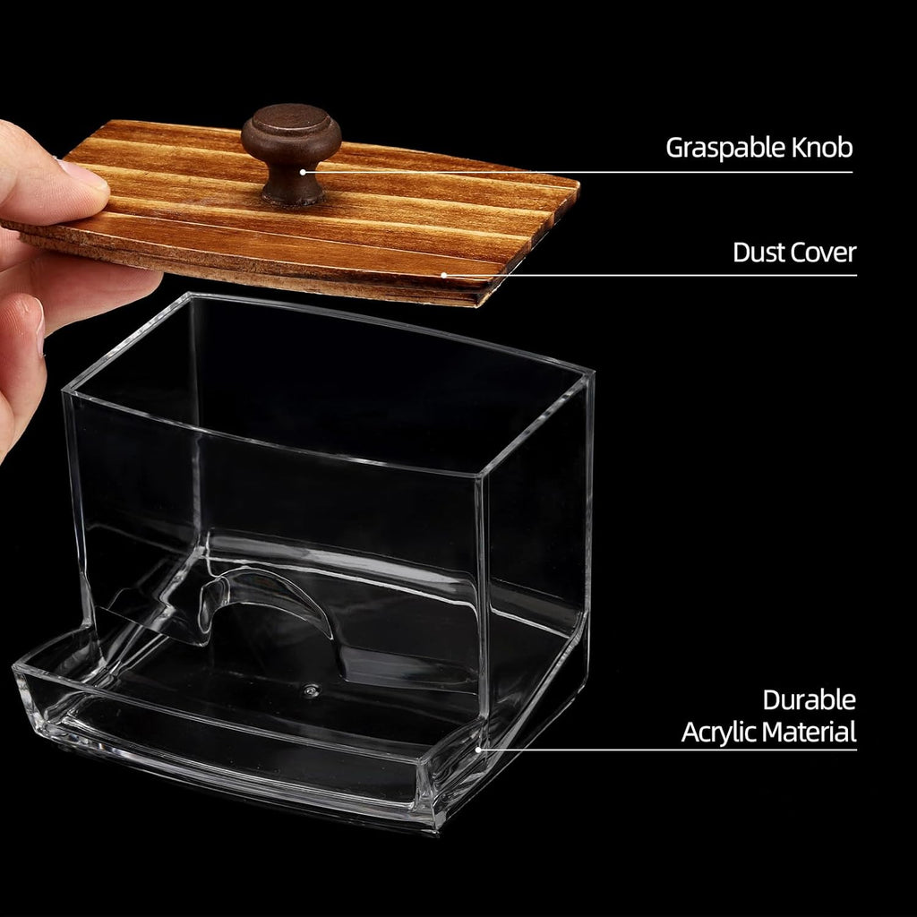 Tbestmax Qtip Holder Dispenser - Clear 10oz Bathroom Organizer for Cotton Balls, Swabs & Floss