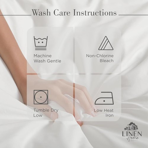 Linen Home 100% Cotton Percale Queen Sheets Set - Crisp White, Deep Pocket, 4-Piece Bedding Essentials