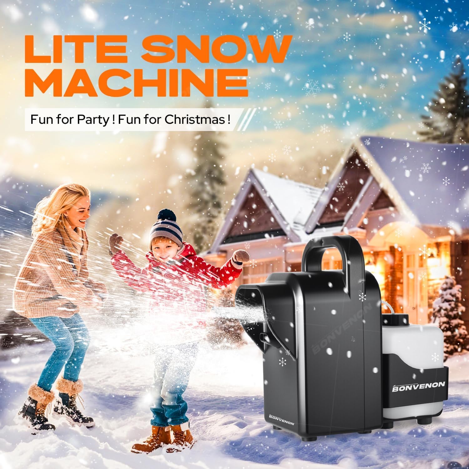 Skiennix 900W Foam Snow Machine - Low Noise Indoor/Outdoor Snow Maker with Remote Control & Adjustable Effects