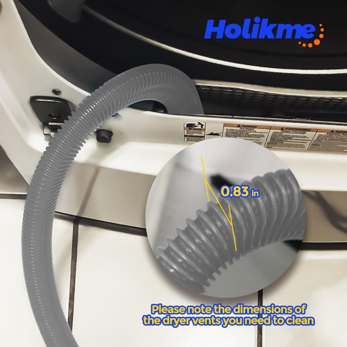 Holikme Dryer Vent Cleaner Kit - 2 Pieces Lint Vacuum Attachment & Flexible Brush | Grey